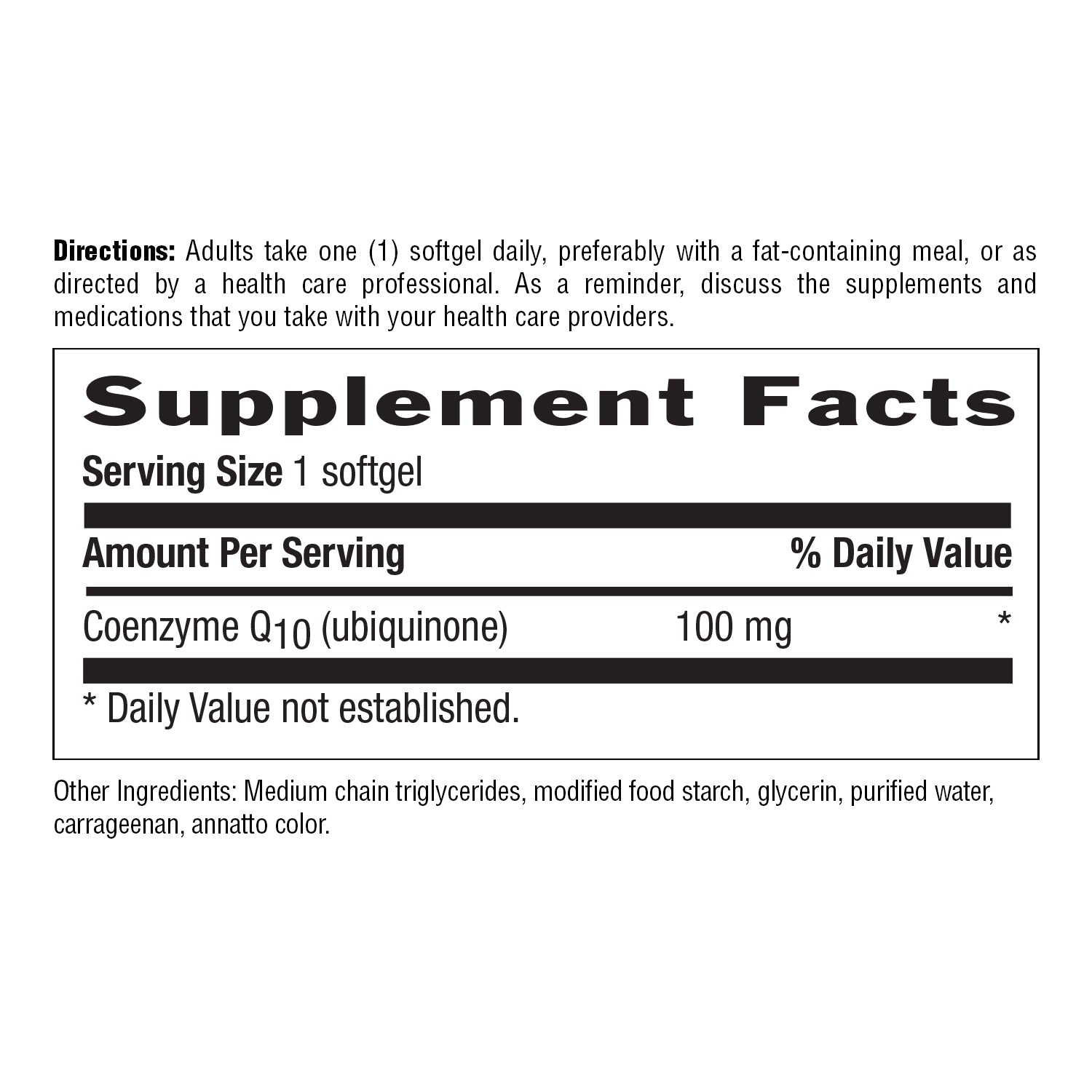Country Life - Vegan Coq10 100 mg - 120 Softgels — original manufacturer facts and ingredients panel