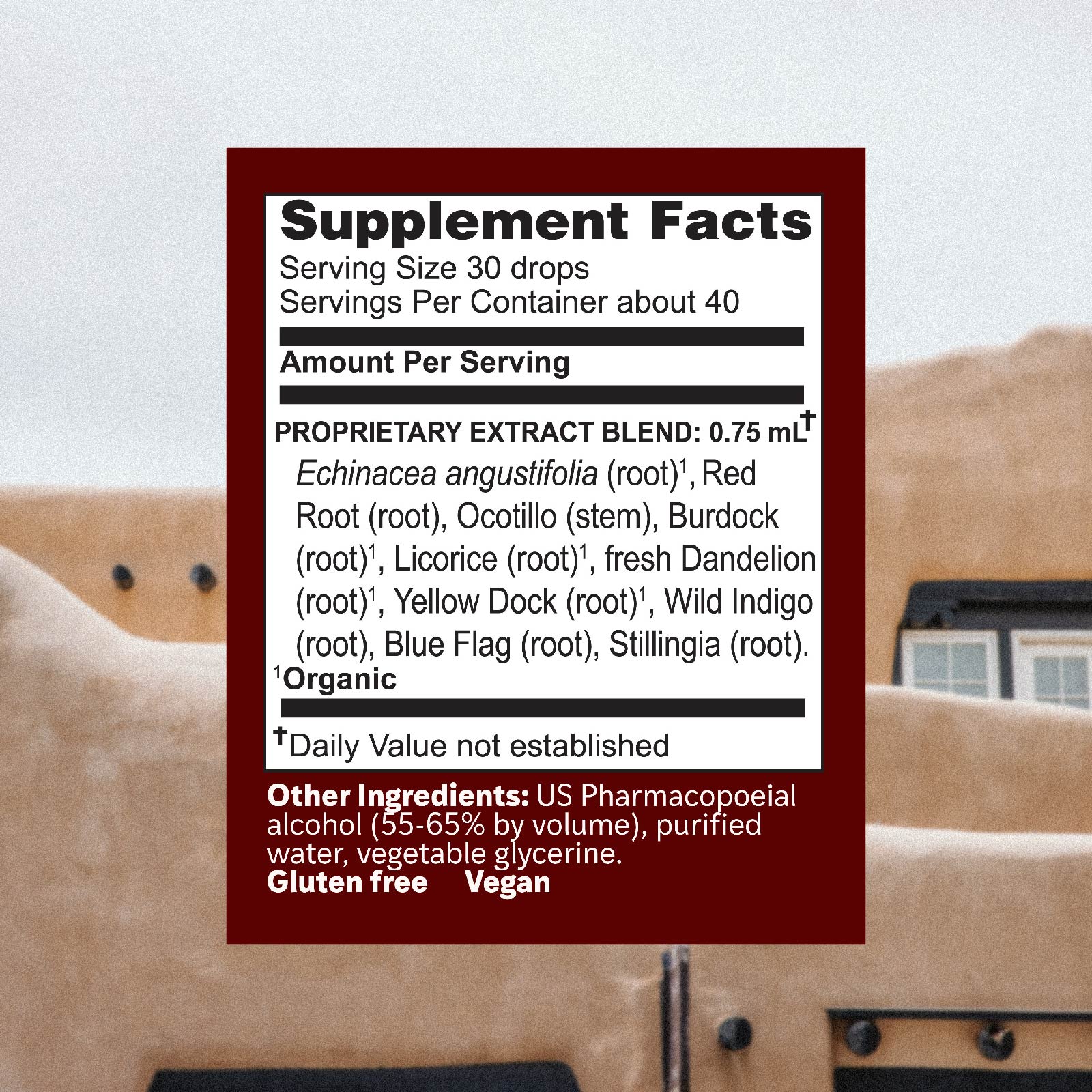 Herbs Etc - Lymphatonic - 1 oz — original manufacturer facts and ingredients panel