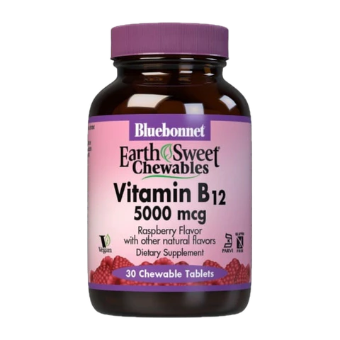 Bluebonnet - Earthsweet Chewables Vitamin B-12 5000 mcg Raspberry - 30 Tablets