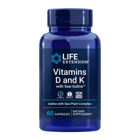 Life Extension - Vitamin D W Sea-Iodine & Vitamin K2 - 60 Capsules