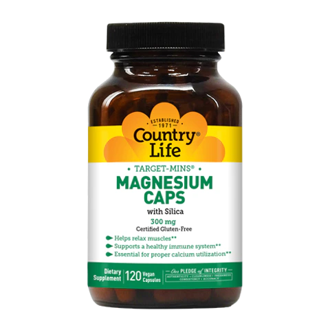 Country Life - Magnesium Caps With Silica 300 mg - 120 Veg Capsules