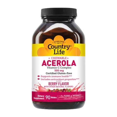 Country Life - Chewable Acerola Vitamin C Complex 500 mg - 90 Wafers