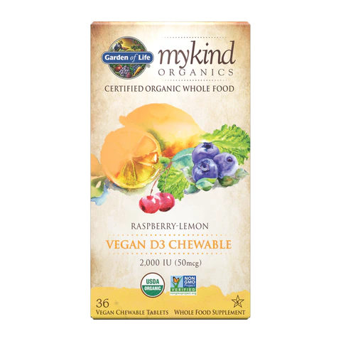 Garden of Life - Mykind Organics 2000 IU Vegan D3 Raspberry-Lemon - 30 Chewables