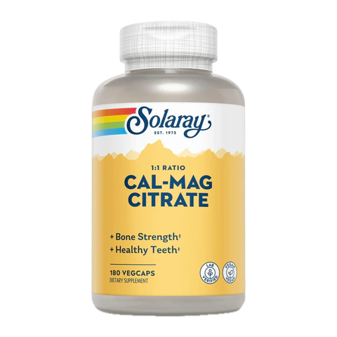 Solaray - Cal-Mag Citrate 1:1 Ratio High Potency - 180 Capsules