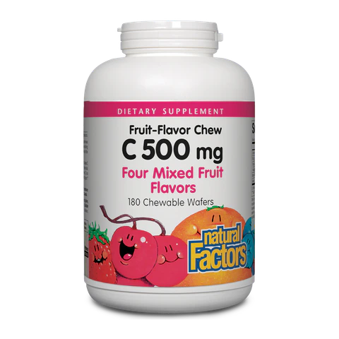 Natural Factors - C 500 mg Natural Fruit Chews Mixed Fruit - 180 Tablets