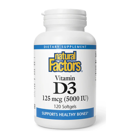 Natural Factors - Vitamin D3 5000IU (125 mcg ) Bonus Pack - 120 Softgels