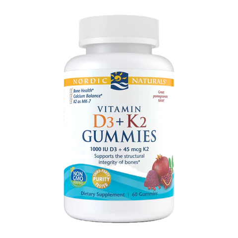 Nordic Naturals - Vitamin D3 + K2 Gummies - Pomegranate - 60 count
