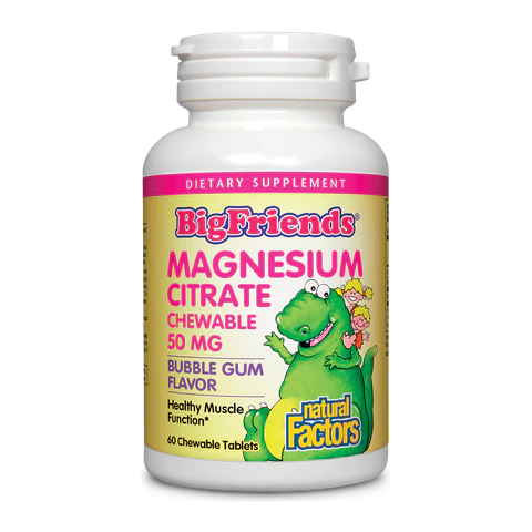 Natural Factors - Bigfriends Magnesium Citrate 50 mg Chewable - Bubble Gum - 60 Tablets