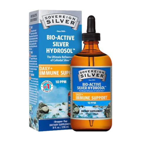 Sovereign Silver - Bio-Active Silver Hydrosol Dropper-Top - 8 oz dropper