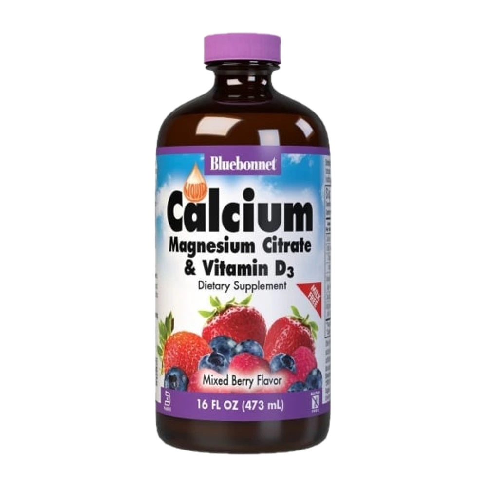 Bluebonnet - Liquid Calcium Magnesium Citrate Plus Vitamin D3 Natural Mixed Berry - 18 oz