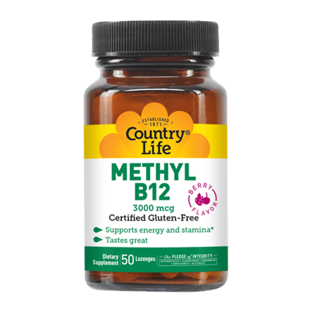 Country Life - Methyl B-12 Sublingual Berry 3000 mcg - 50 Lozenges