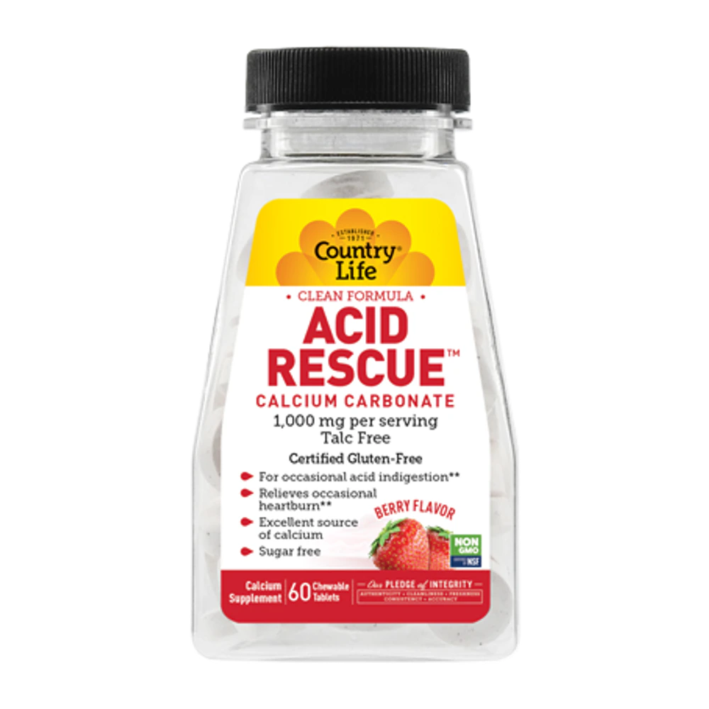 Country Life - Acid Rescue Strawberry - 60 Chewables
