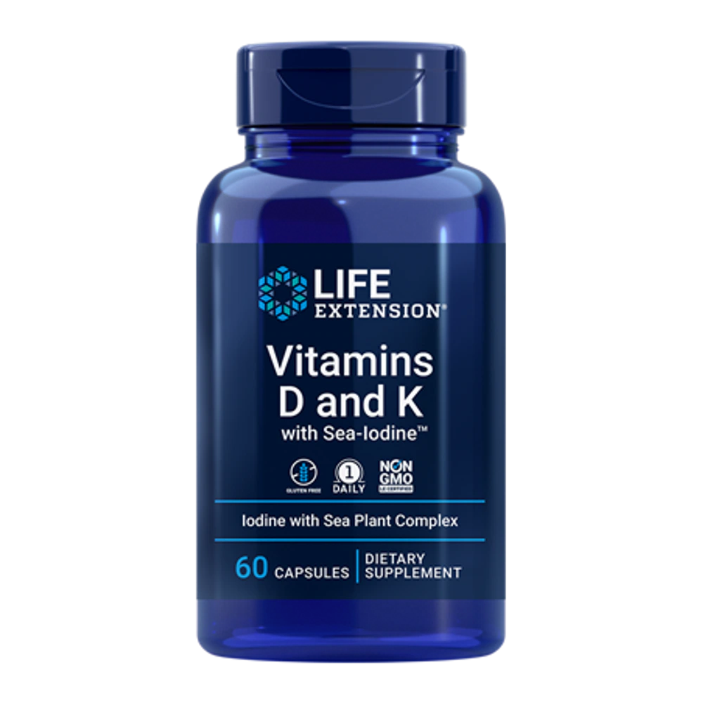 Life Extension - Vitamin D W Sea-Iodine & Vitamin K2 - 60 Capsules