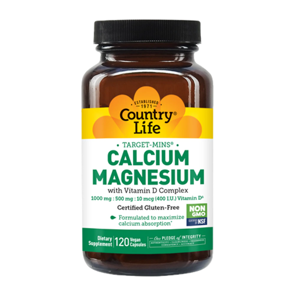 Country Life - Calcium Magnesium With Vitamin D Complex - 120 Veg Capsules
