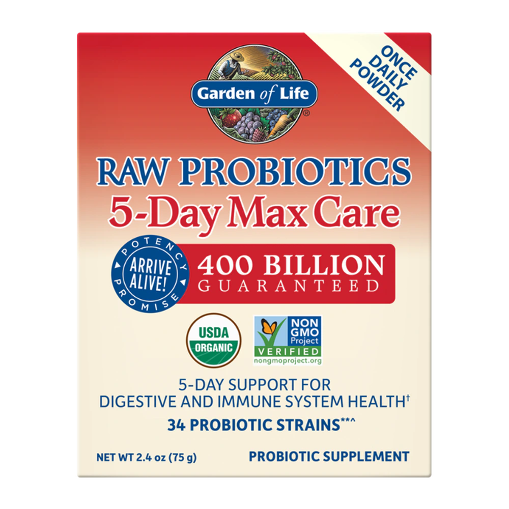 Garden of Life - Raw Probiotics 5 Day Max Care 400 Billion Cfu - 2.4 oz powder