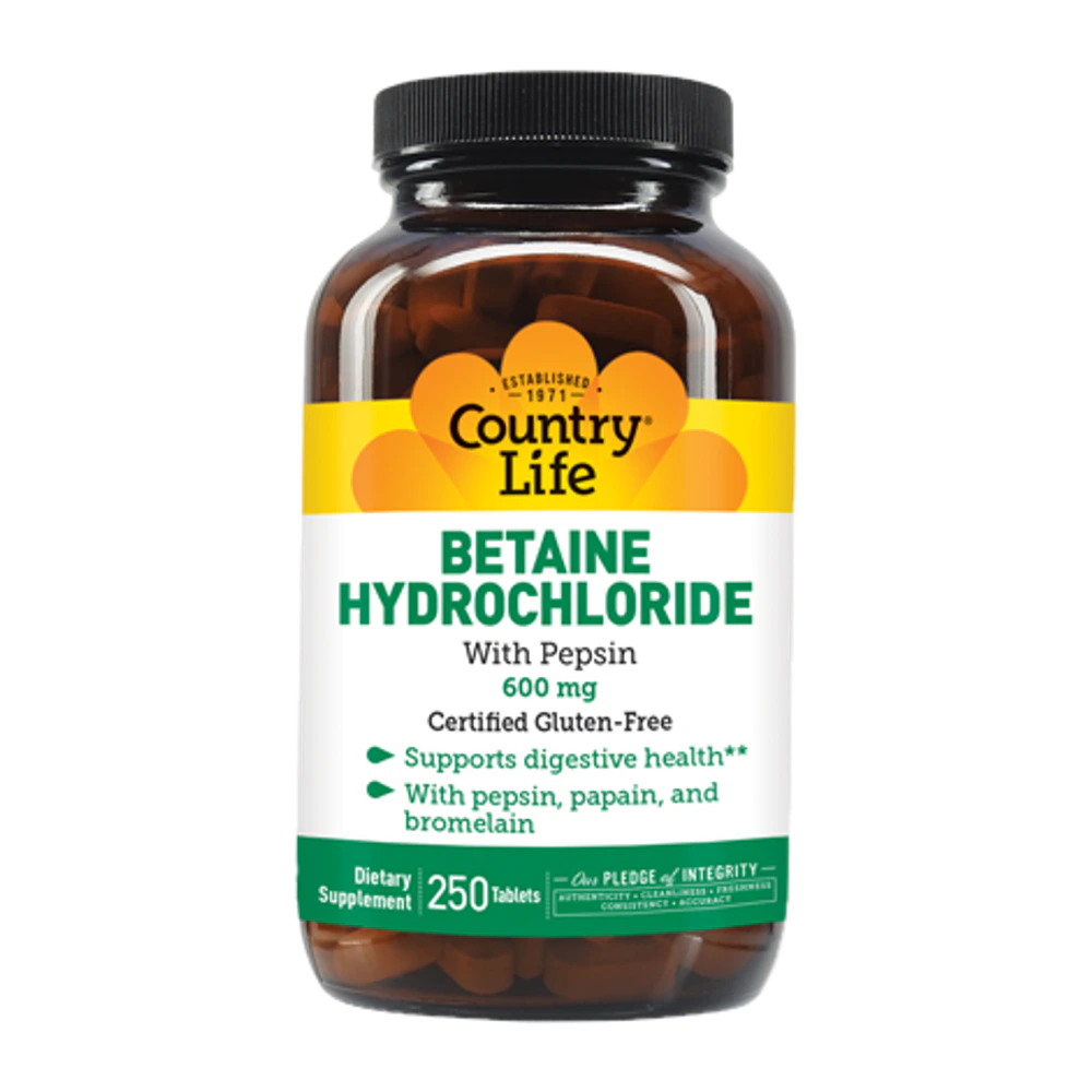 Country Life - Betaine Hydrochloride 600 mg - 250 Tablets