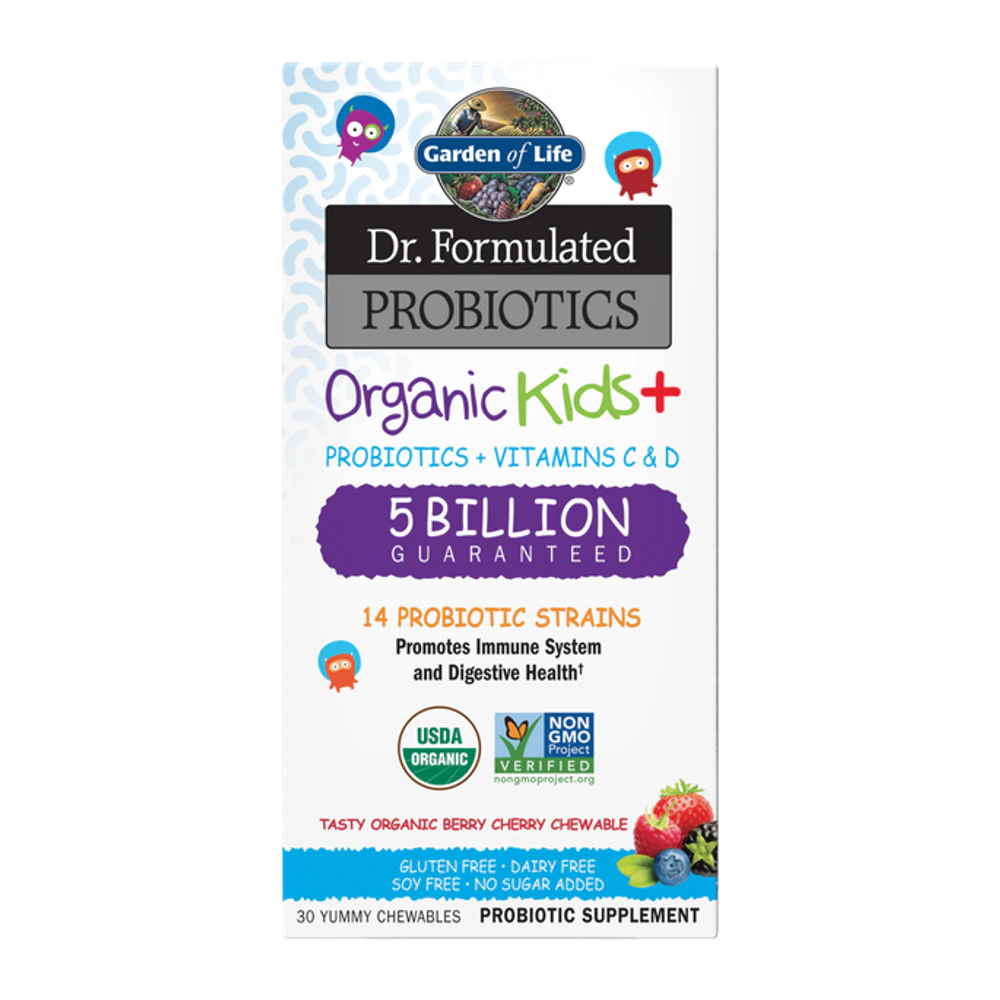 Garden of Life - Dr. Formulated Probiotics Kids + Tasty Organic Berry Cherry - 30 Chewables