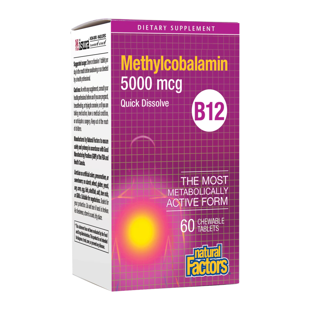 Natural Factors - B12 Methylcobalamin 5000 mcg Chewable - 60 Tablets
