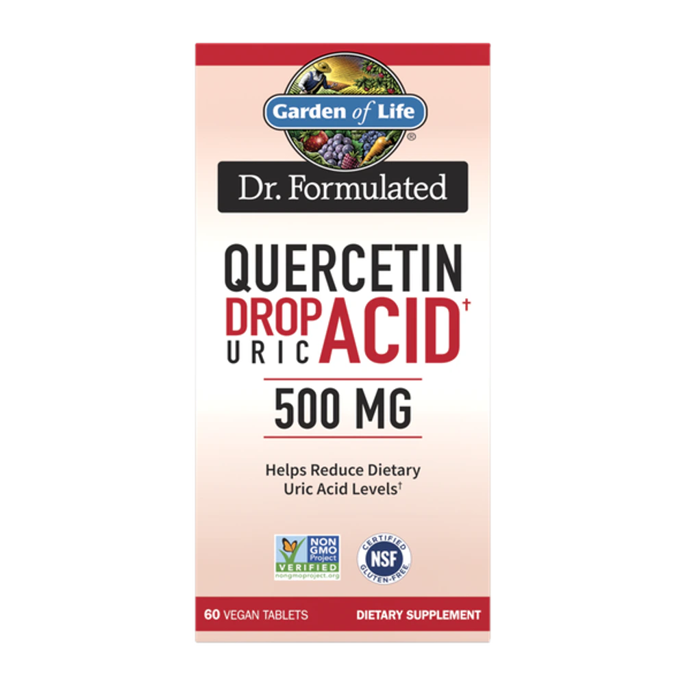 Garden of Life - Dr. Formulated Quercetin Drop Uric Acid 500mg - 60 Vegan Tablets