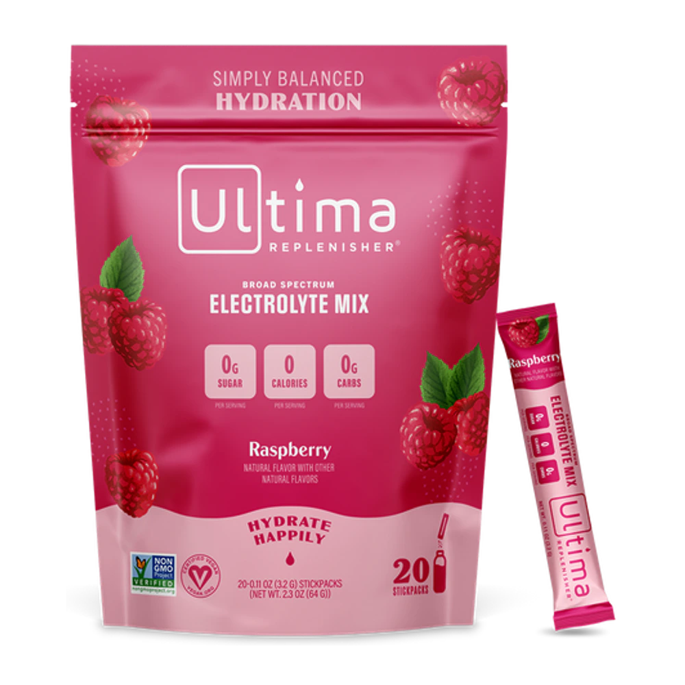 Ultima - Box of Raspberry Electrolyte Powder - 20 Sticks
